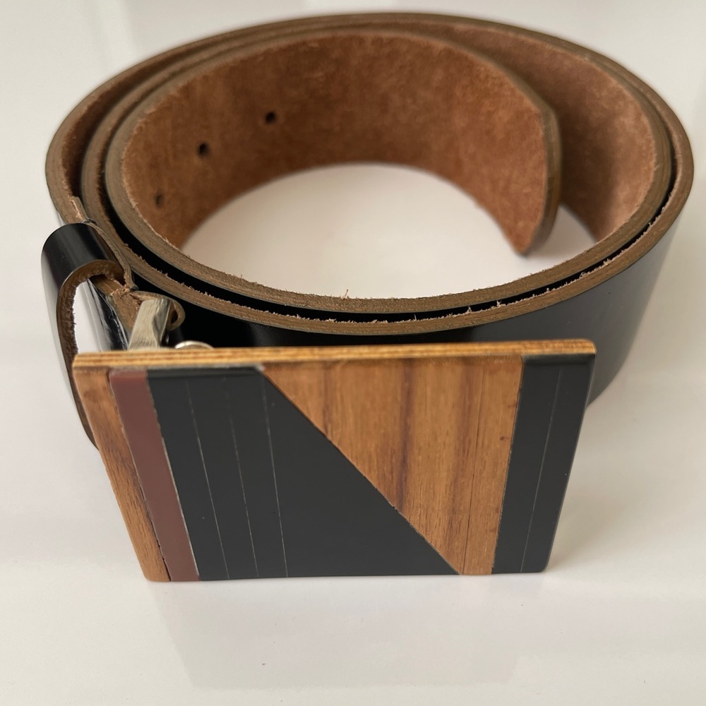 Stylish Wood Black and Brown Women's Leather Belt